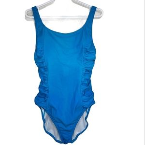 Speedo Blue Side Gathered One Piece Swimsuit